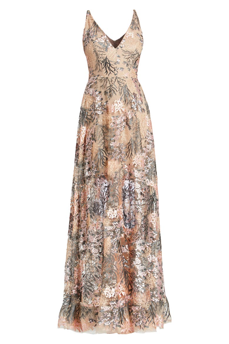 Sidney Embroidered Fit & Flare Gown, Alternate, color, PINK BLOSSOM