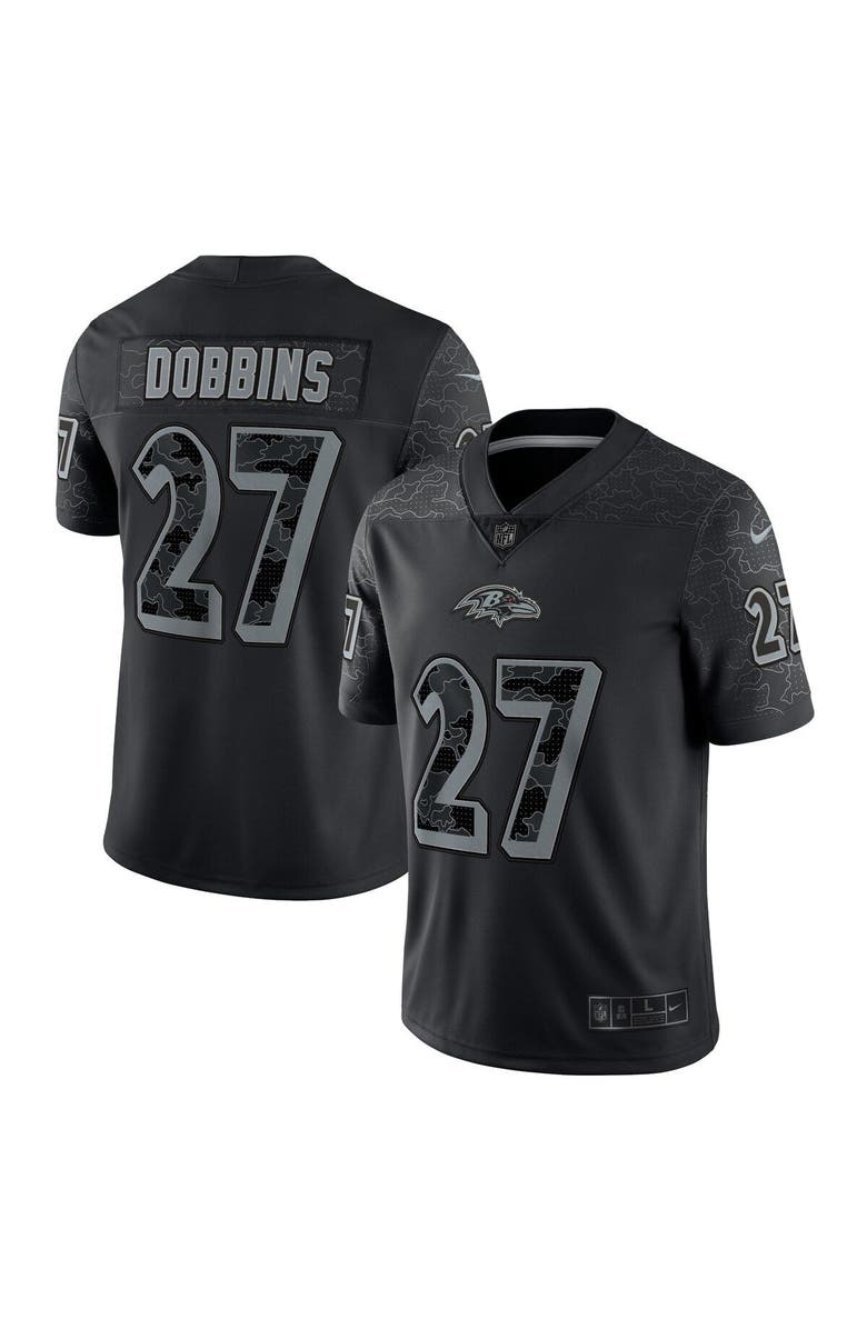 Nike Men's Nike J.K. Dobbins Black Baltimore Ravens RFLCTV Limited Jersey, Main, color, 