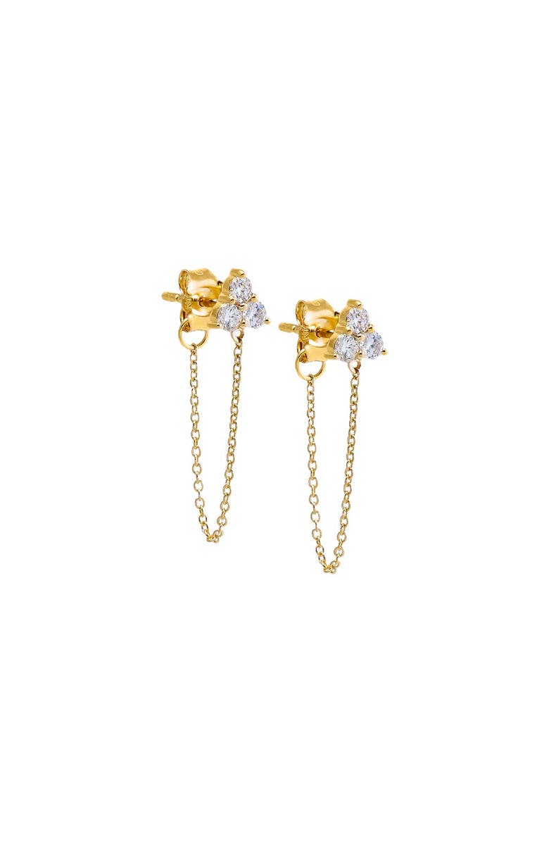 BY ADINA EDEN Diamond Trio Cluster Mini Front Back Stud Earring 14K, Main, color, 14K Gold
