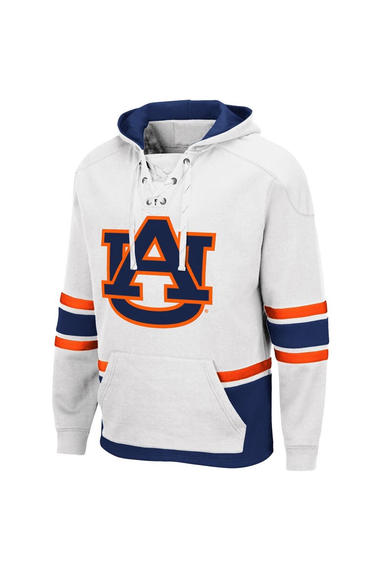 Men's Colosseum White Auburn Tigers Lace Up 3.0 Pullover Hoodie, Alternate, color, White