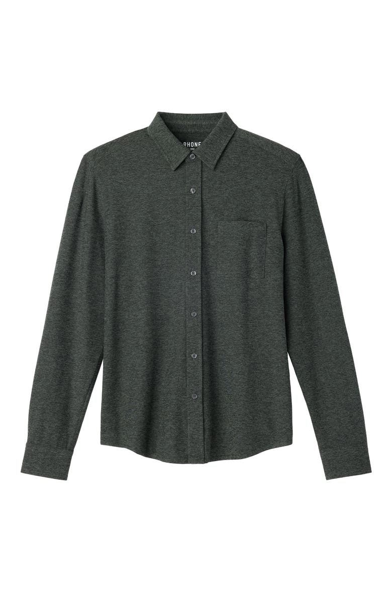 WFH Knit Button-Up Shirt, Alternate, color, OLIVE SHADOW/BLACK HEATHER