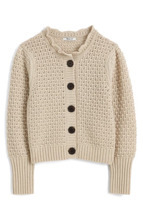 Madewell Scalloped Merino Wool Blend Cardigan In Neutral