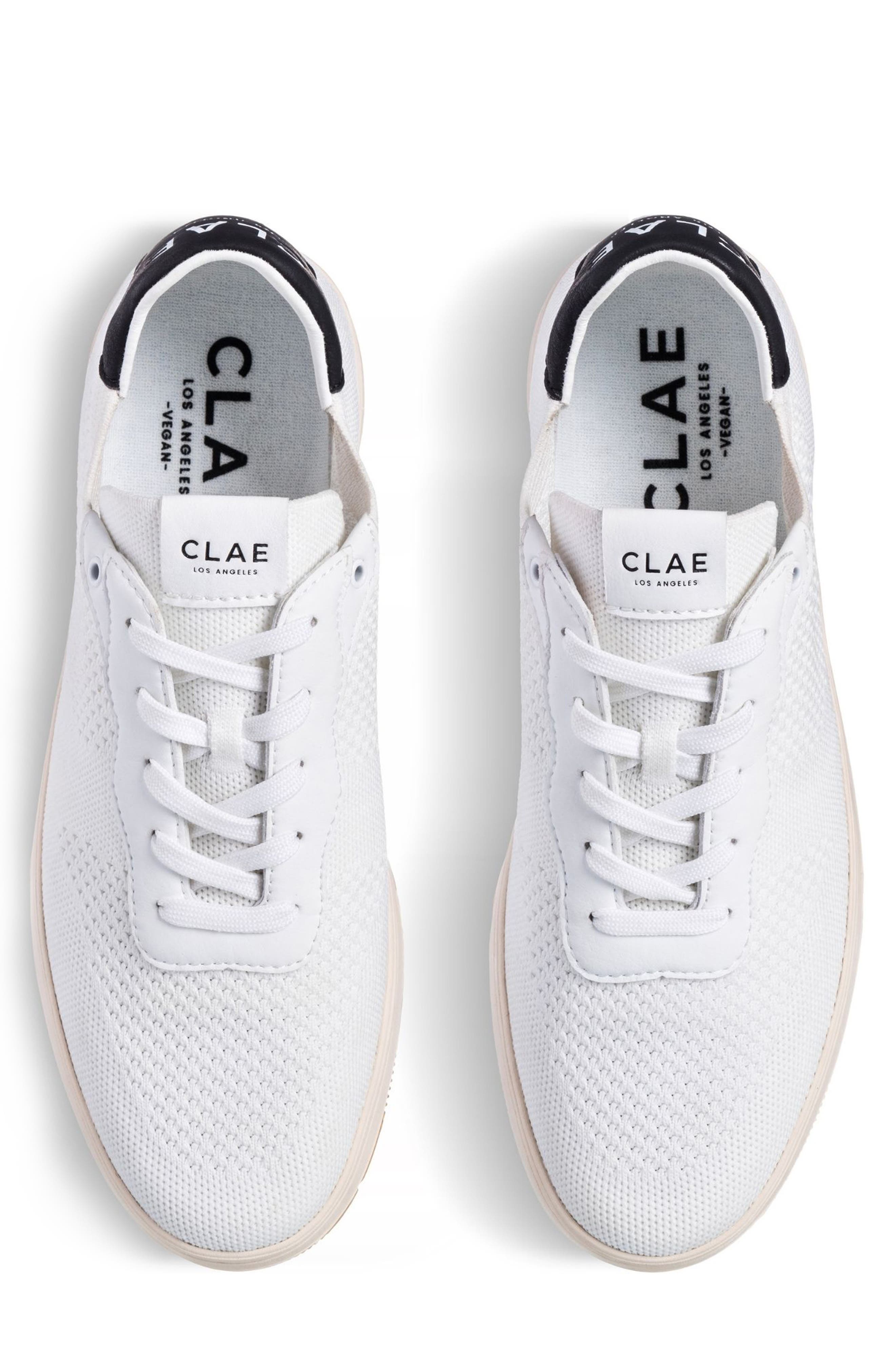 CLAE Malone Knit Low Top Sneaker, Alternate, color, White/ Black