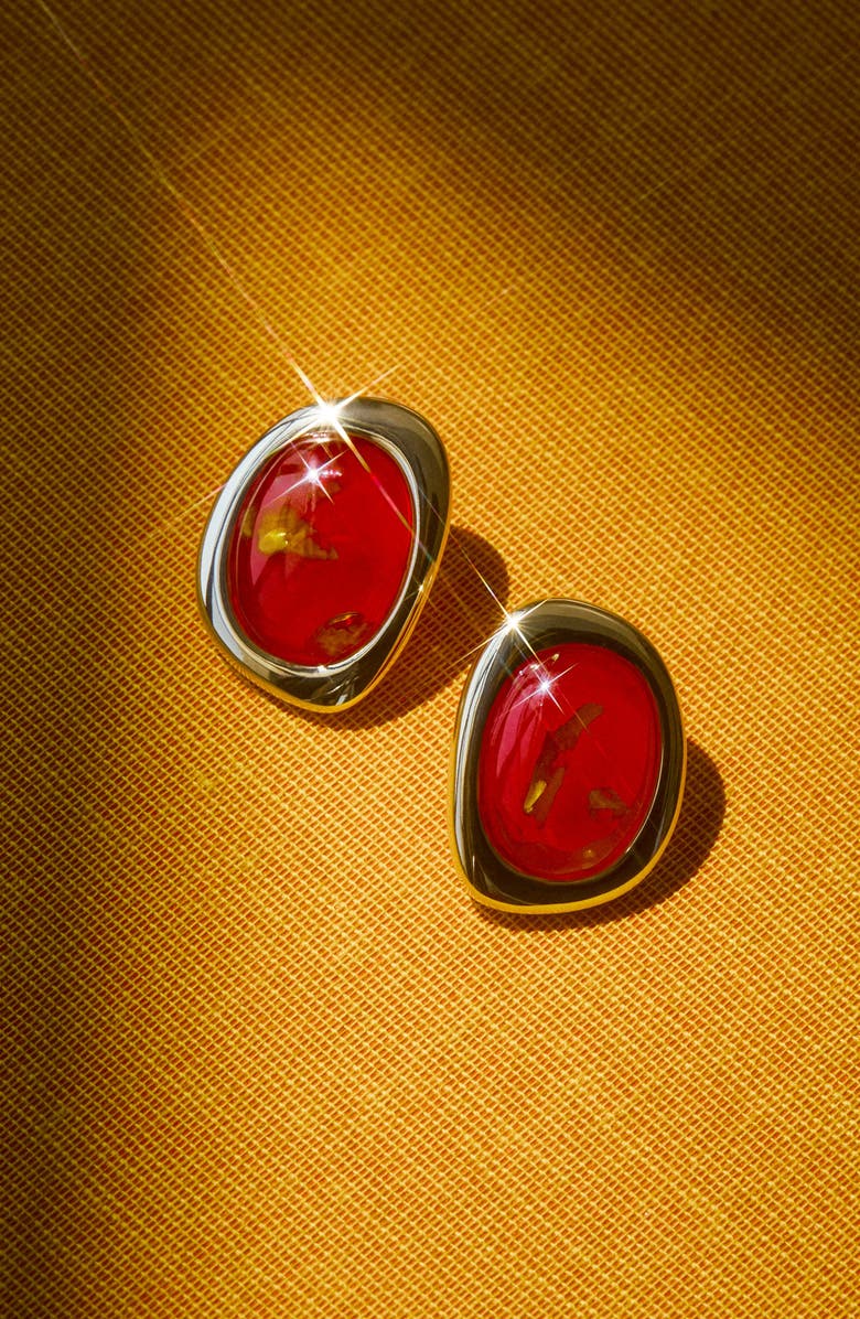 Luv AJ The Amber Honey Resin Stud Earrings, Alternate, color, Gold