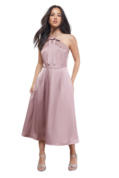 Lace Detail Midi Prom Dress