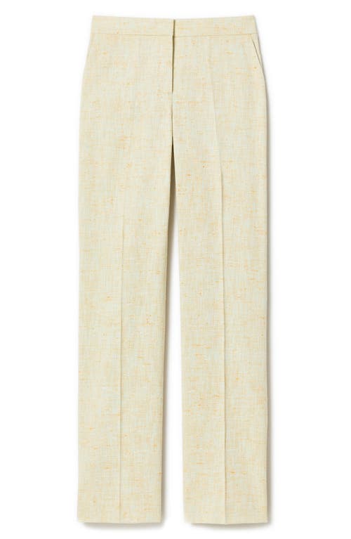 Lafayette 148 New York Gates Pastel Dust Tweed Straight Leg Pants In Chartreuse Multi