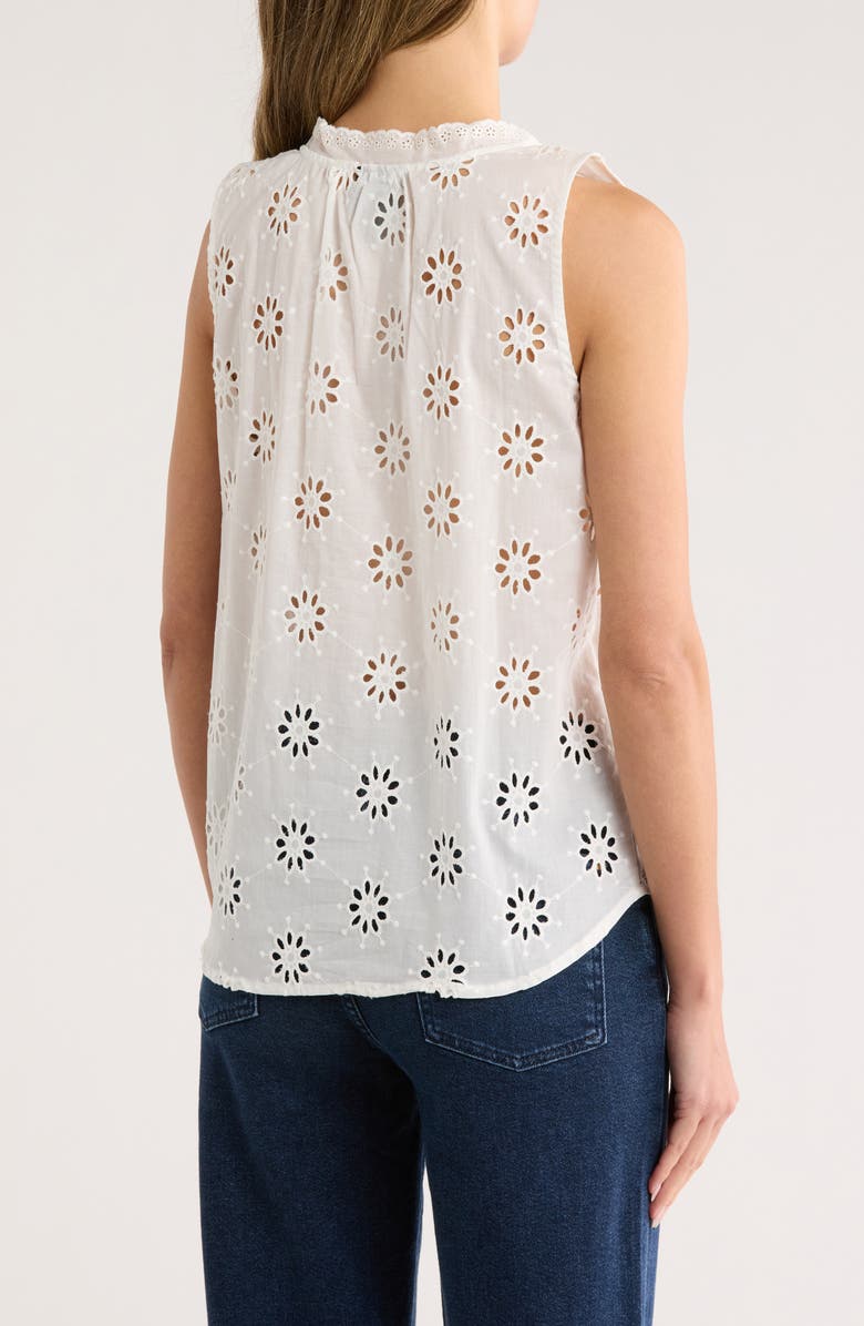 Bobeau Sleeveless Eyelet Top, Alternate, color, White
