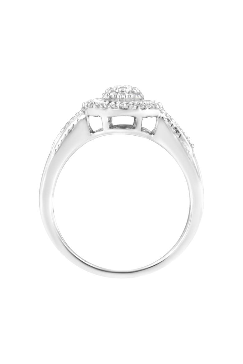 Silver 1/3 Cttw Pave Set Round-Cut Diamond Braided Halo Cocktail Ring, Alternate, color, White