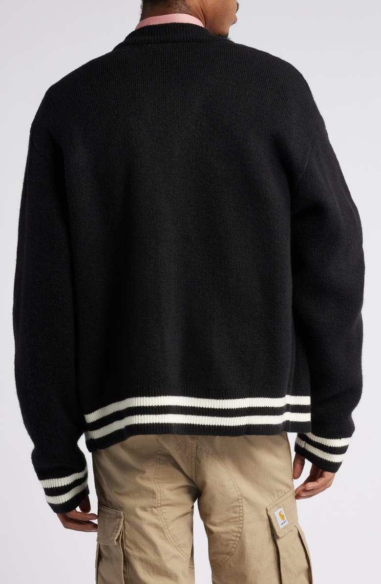 Carhartt Work In Progress Brown Ducks Embroidered Varsity Cardigan, Alternate, color, 