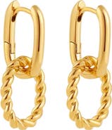 Hollywood Sensation Double Hoop Twist Huggie Drop earrings