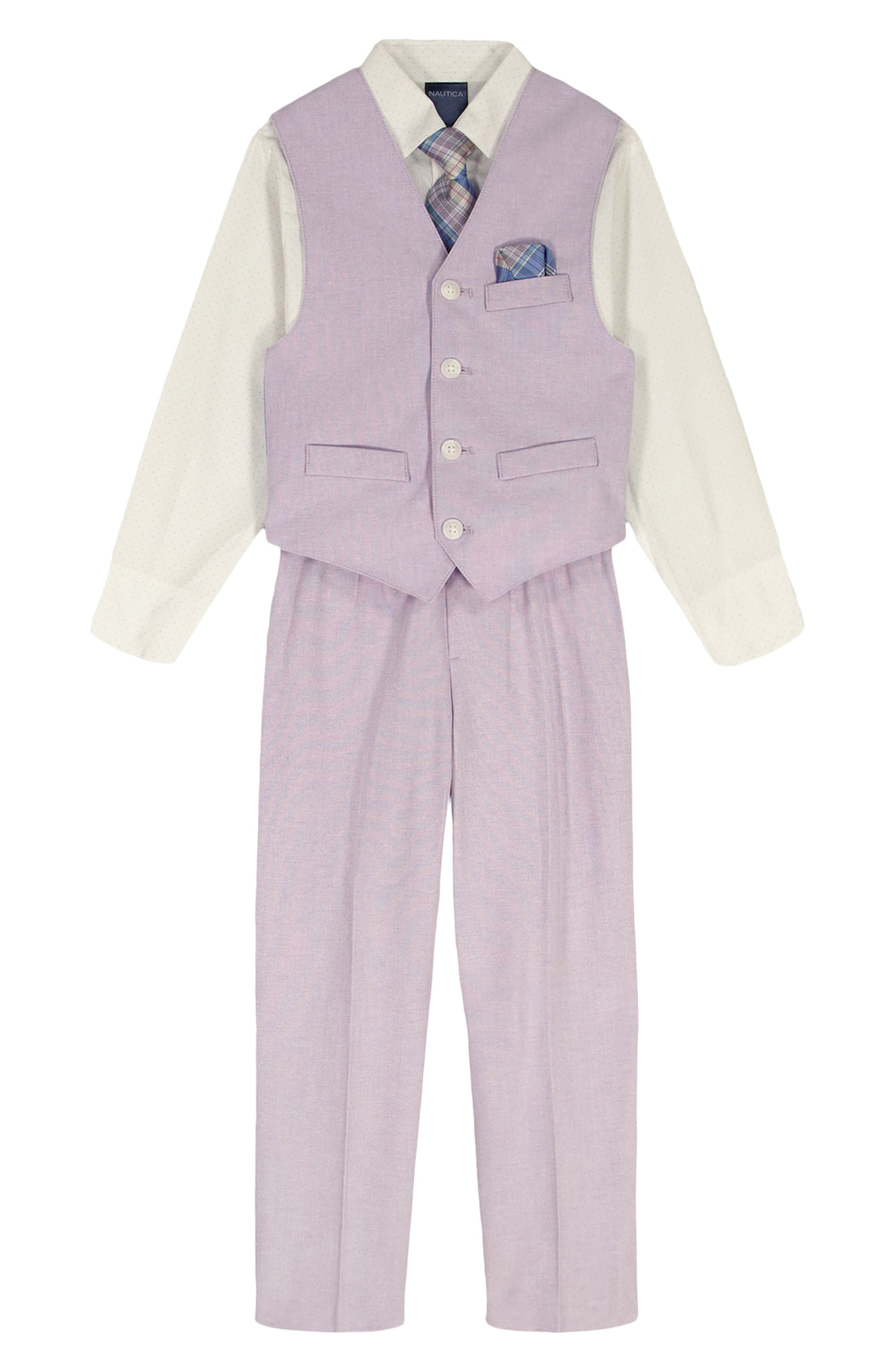 Nautica Kids' Button-Up Shirt, Waistcoat, Pants & Tie Set