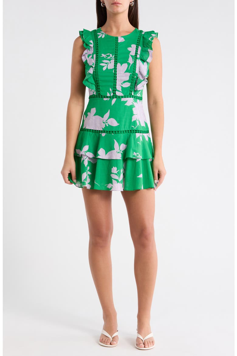 Zama Floral Ruffle Minidress, Main, color, KELLY-PINK-MULTI