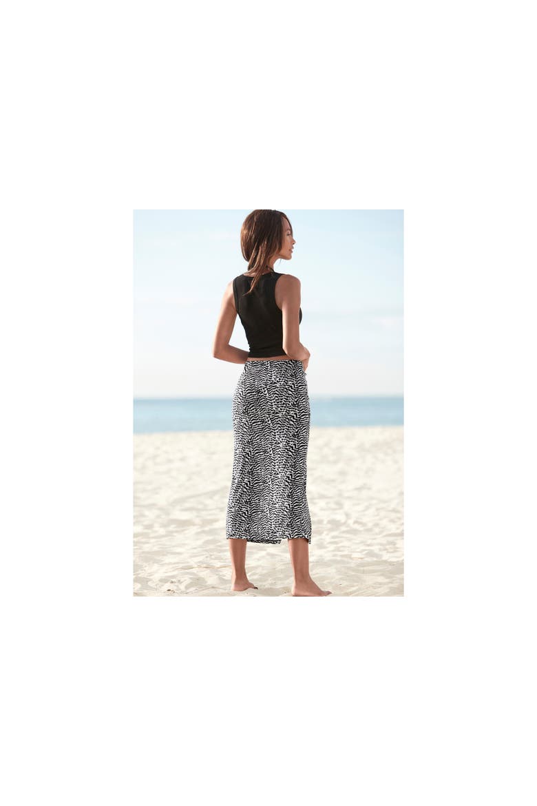 Women's Ruched Slit Midi Skirt, Alternate, color, Black & White