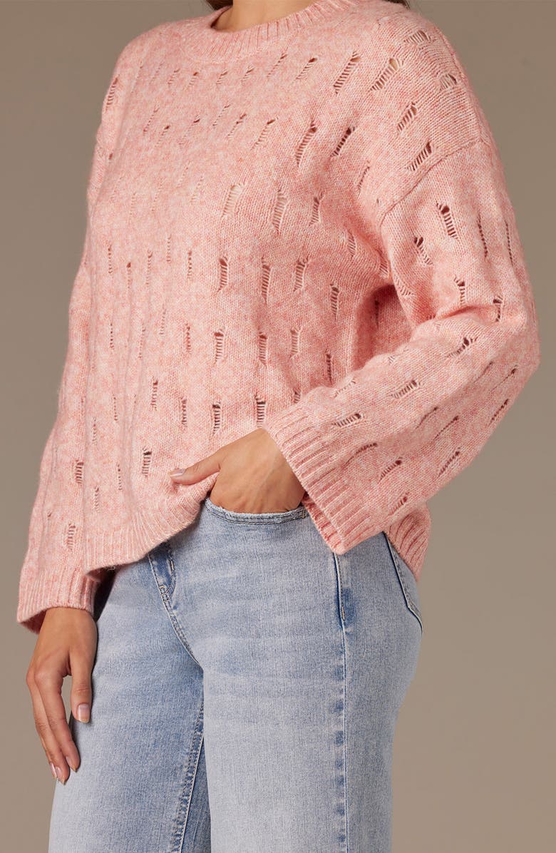 Wit & Wisdom Openwork Knit Sweater, Alternate, color, Heather Coral