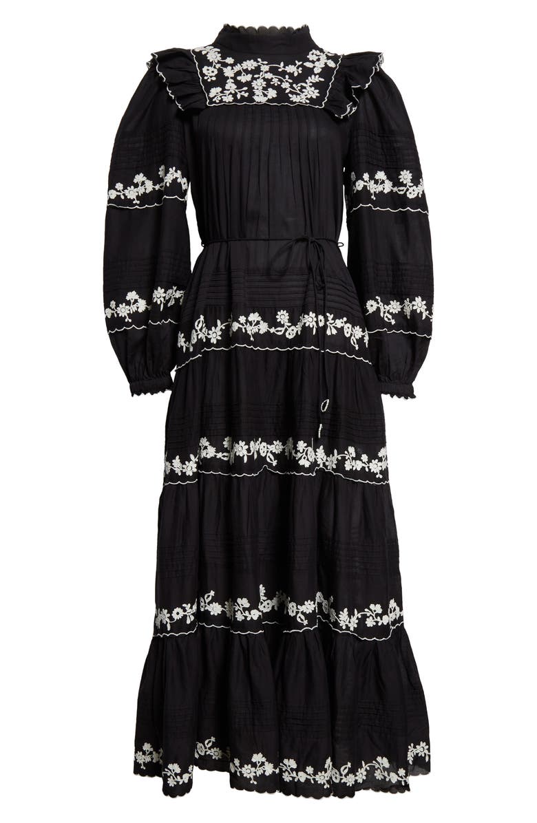 FARM Rio Flower Embroidery Long Sleeve Cotton Dress, Alternate, color, 