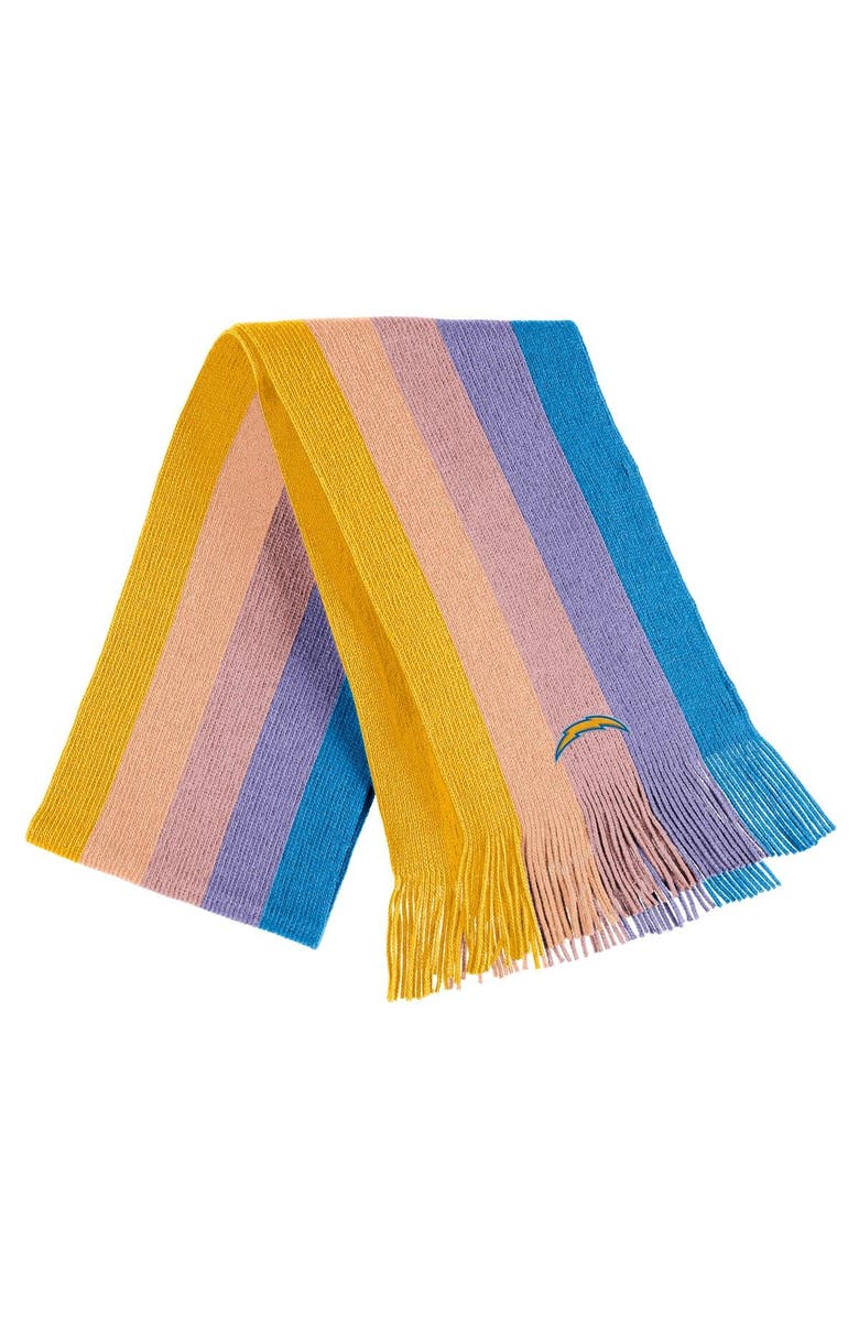 WEAR by Erin Andrews Women's WEAR by Erin Andrews Gold Los Angeles Chargers Ombre Pom Knit Hat and Scarf Set, Alternate, color, 