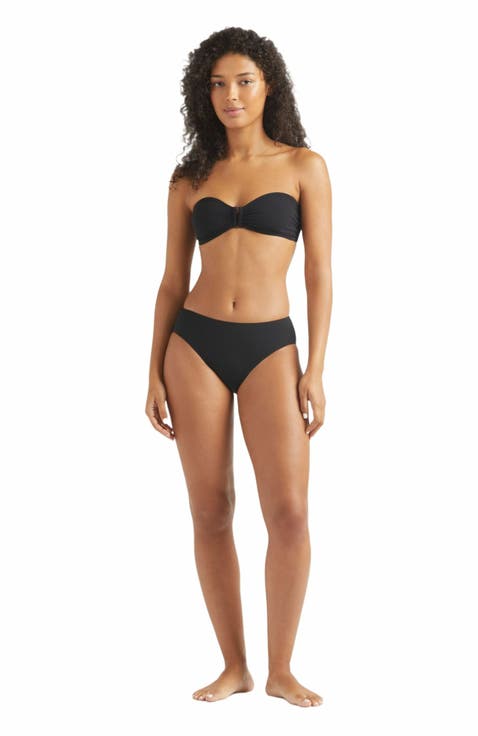 Women's Solid Midi Brief Bikini Bottom