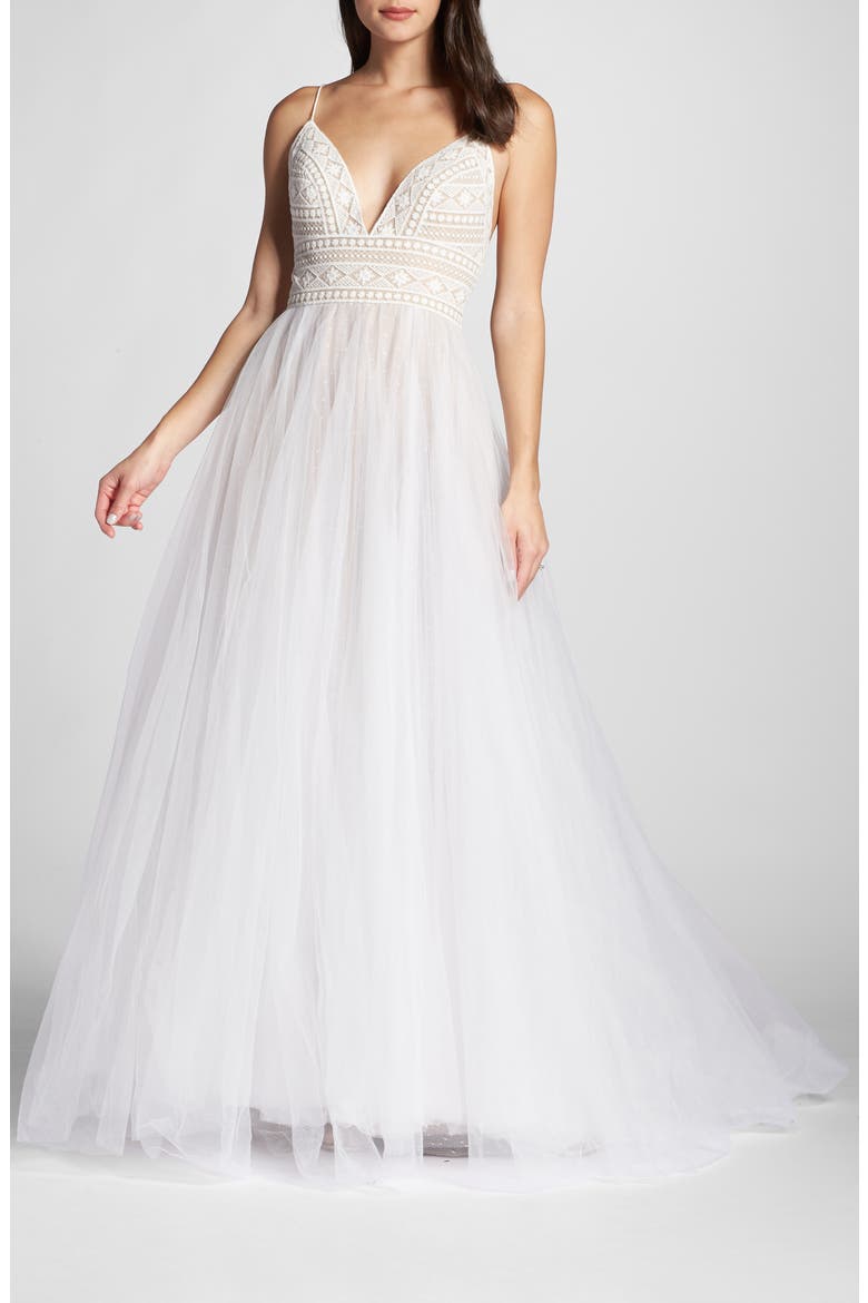 Thistle Tulle Ballgown, Main, color, IVORY/ BRONZE
