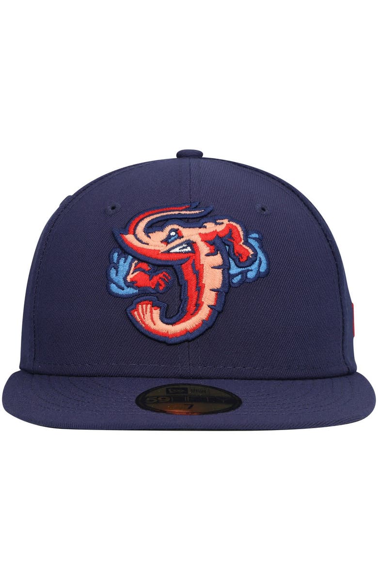 New Era Men's New Era Navy Jacksonville Jumbo Shrimp Authentic Collection Team Home 59FIFTY Fitted Hat, Alternate, color,