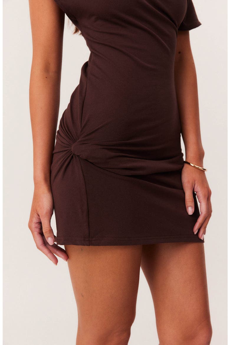 Livaire Pleated One Shoulder Minidress, Alternate, color, CHOCOLATE