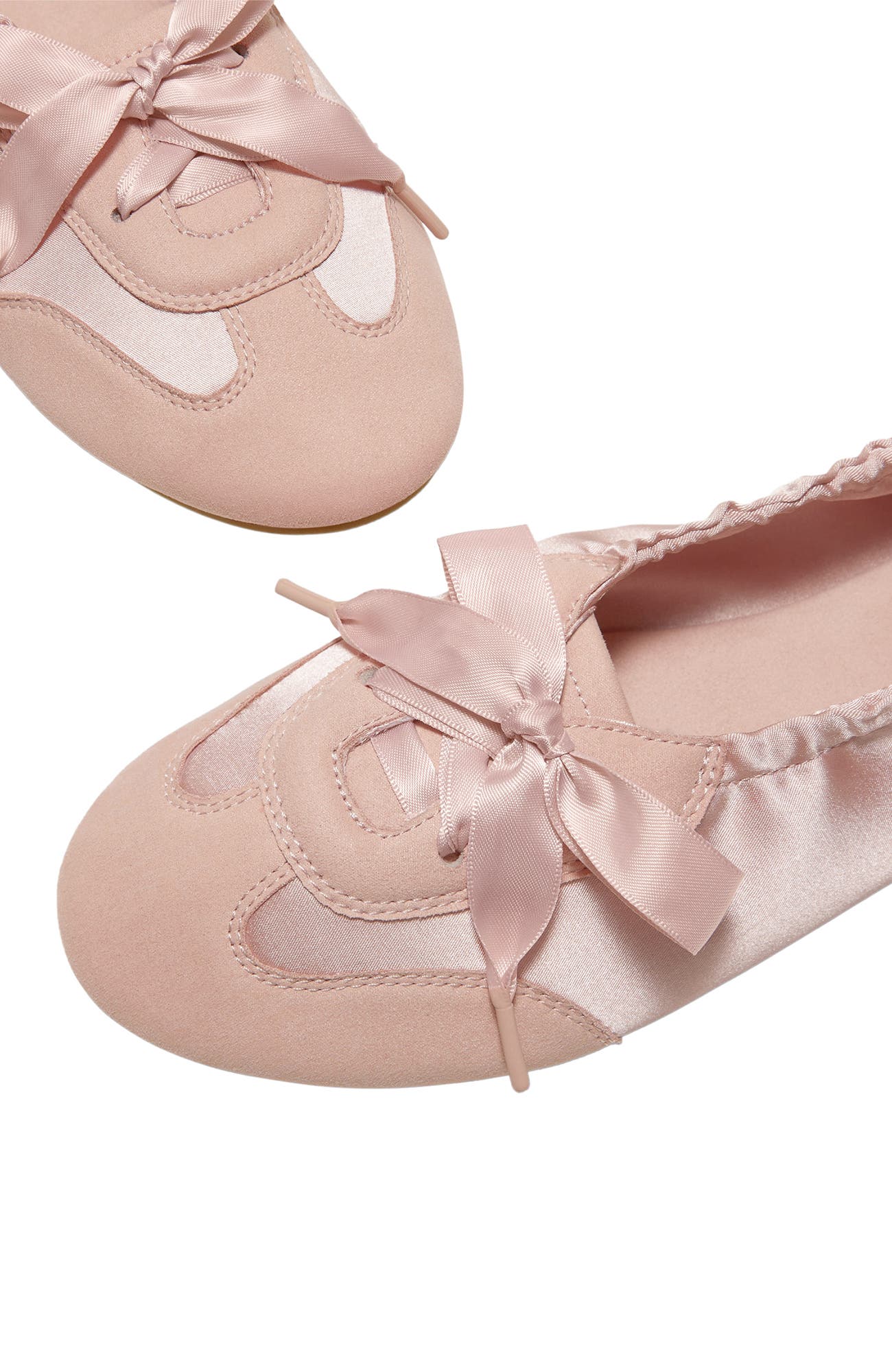 Yanka Round-Toe Satin Sneakerina, Alternate, color, Peach Blush