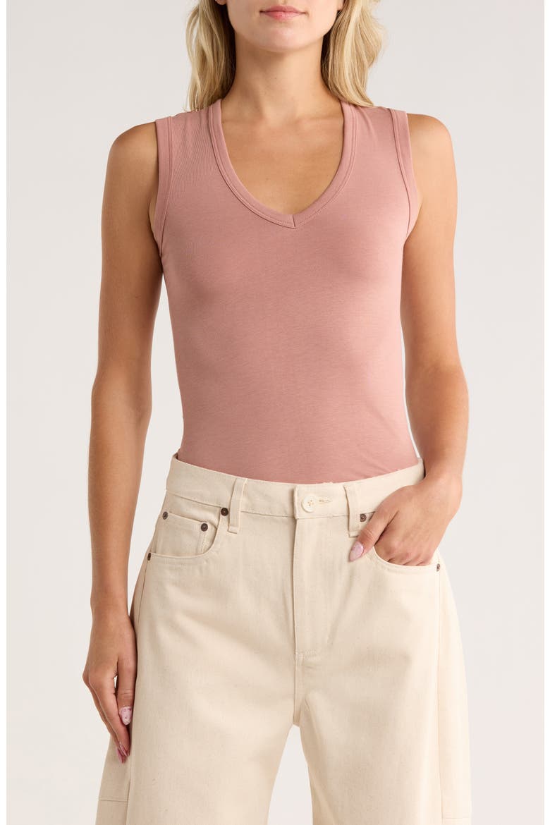 Lucy V-Neck Sleeveless Top, Main, color, WASHED ROSE