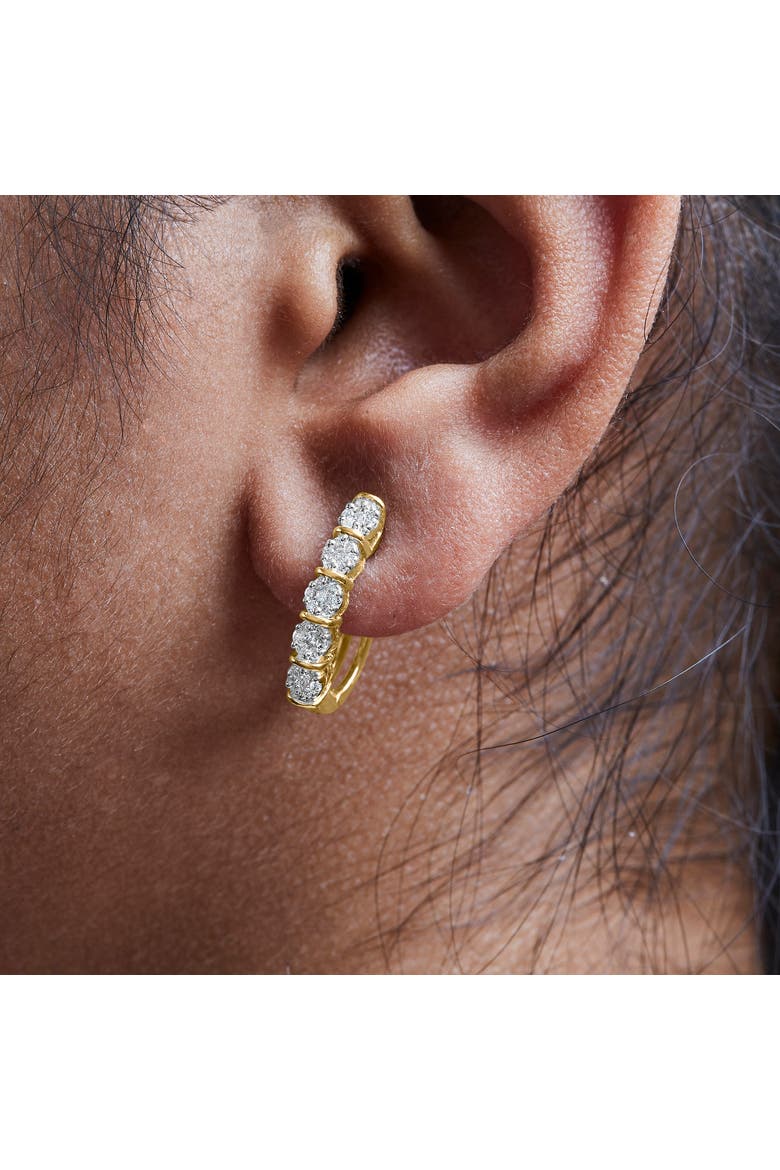 14k Yellow Gold 1/2 Cttw Diamond Cluster Hoop Earrings, Alternate, color, Yellow
