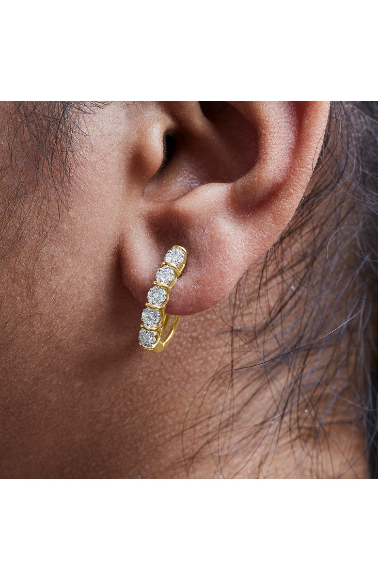 Haus of Brilliance 14k Yellow Gold 1/2 Cttw Diamond Cluster Hoop Earrings, Alternate, color, Yellow