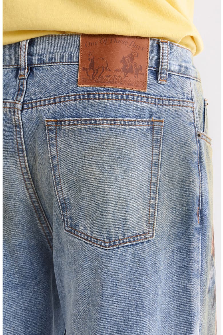 Allover Print Straight Leg Jeans, Alternate, color, INDIGO