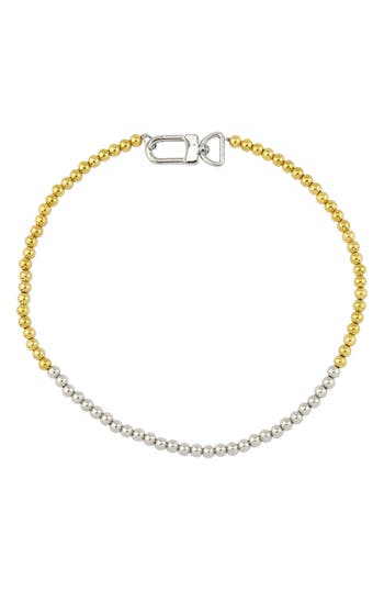Rebl Gender Inclusive Two-tone Beaded Necklace In Silver And Gold