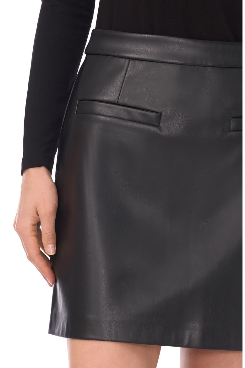 Faux Leather Miniskirt, Alternate, color, RICH BLACK