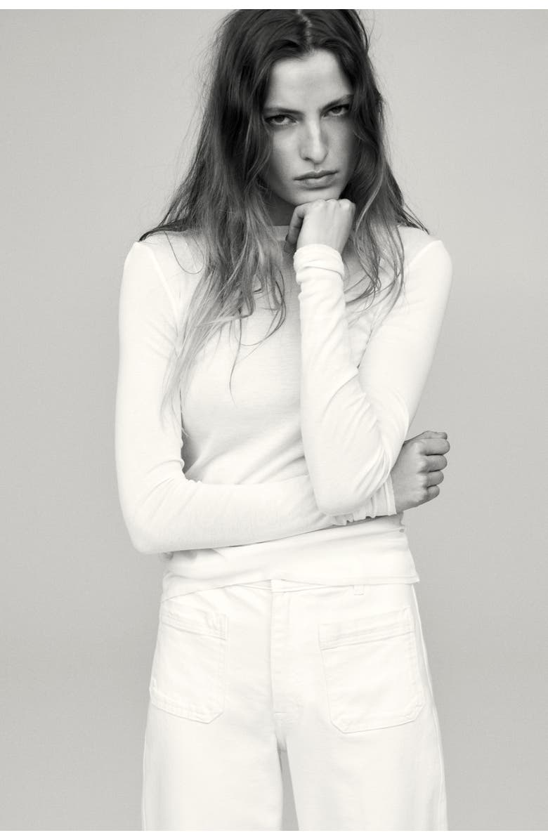 H&M Wide High Jeans, Alternate, color, White