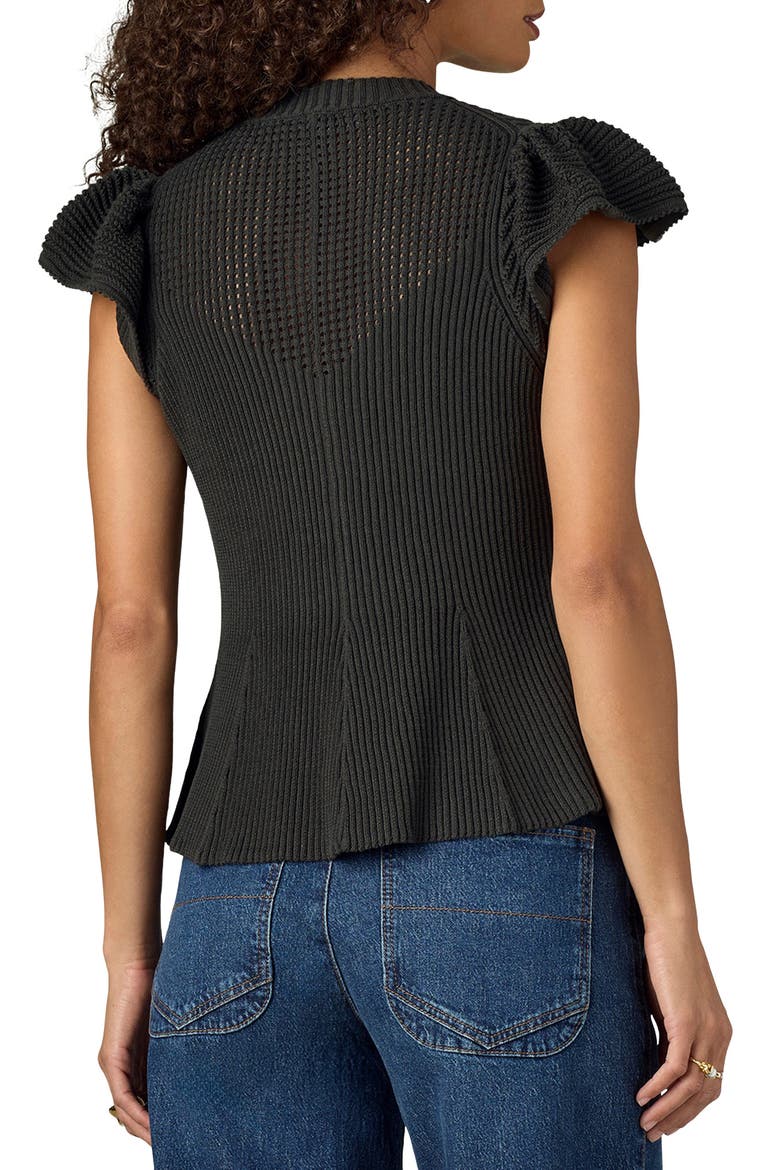 Flutter Sleeve Rib Top, Alternate, color, WINTER MOSS