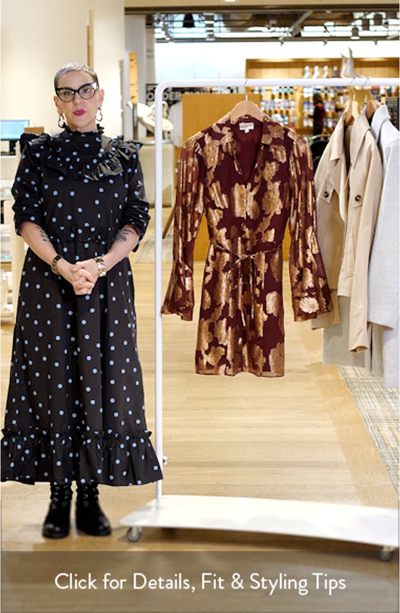 Estrada Long Sleeve Fil Coupé Chiffon Minidress, sales video thumbnail