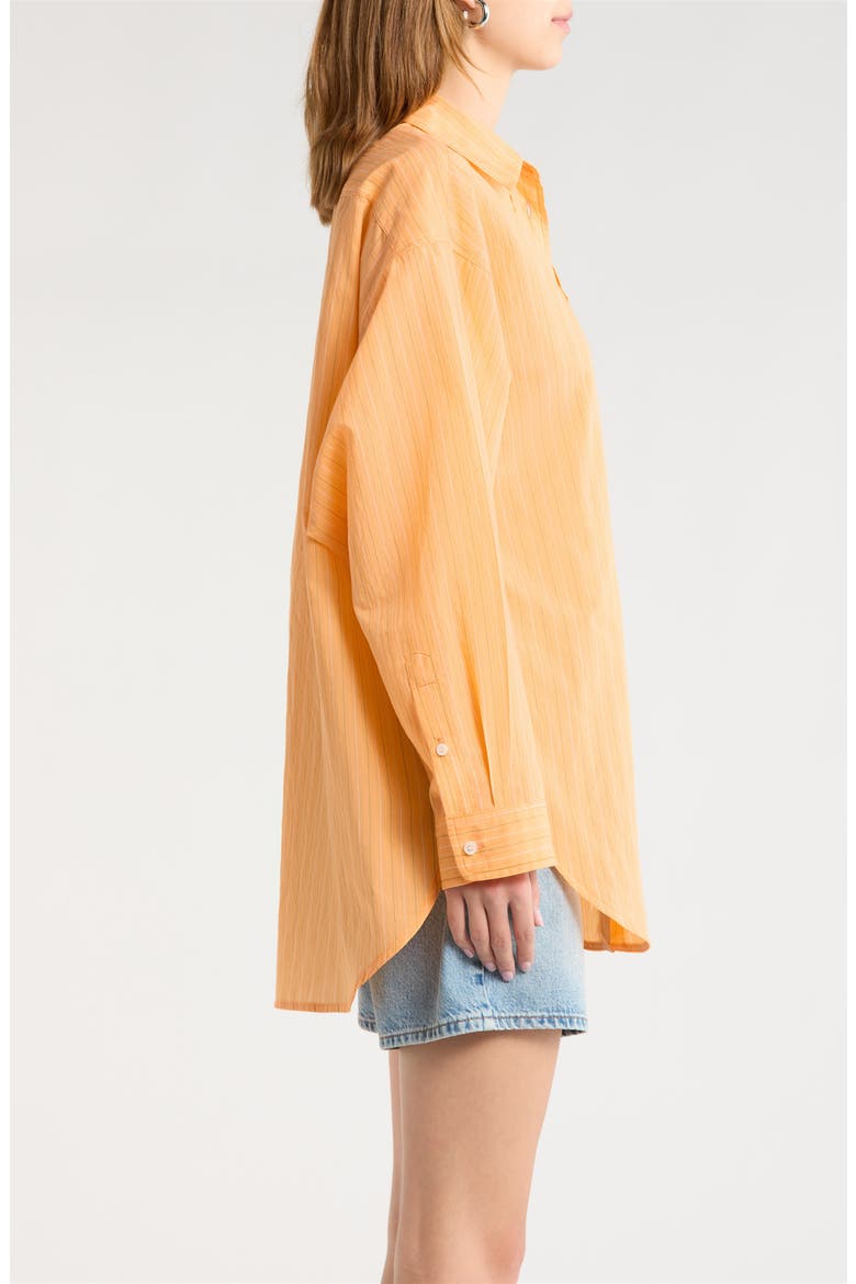 Sona Pinstripe Oversize Button-Up Shirt, Alternate, color, FONTANA STRIPE ORANGE SODA