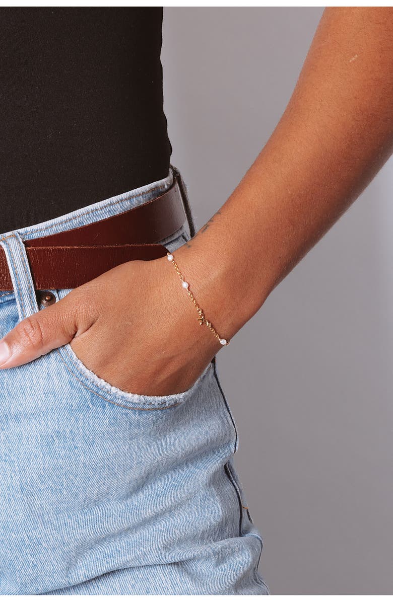 Set & Stones Bow & Freshwater Pearl Bracelet, Alternate, color, 