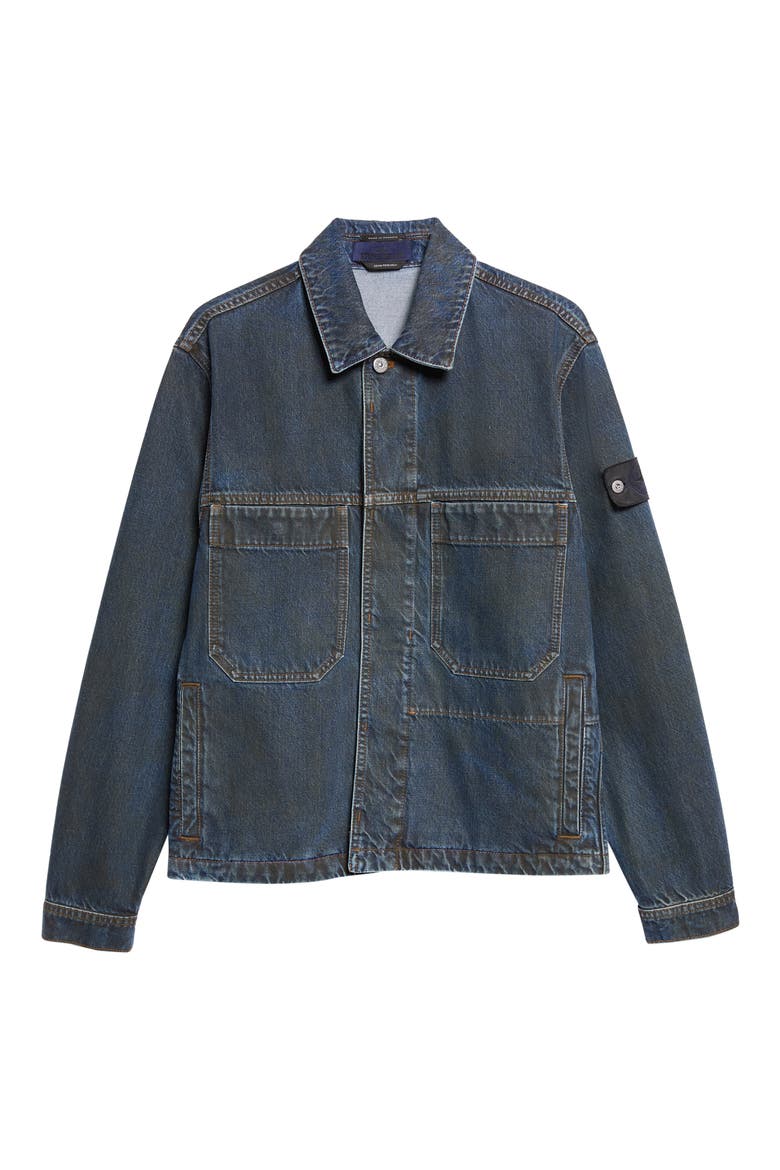 Denim Biker Jacket, Main, color, VJ229 BLUE BLACK