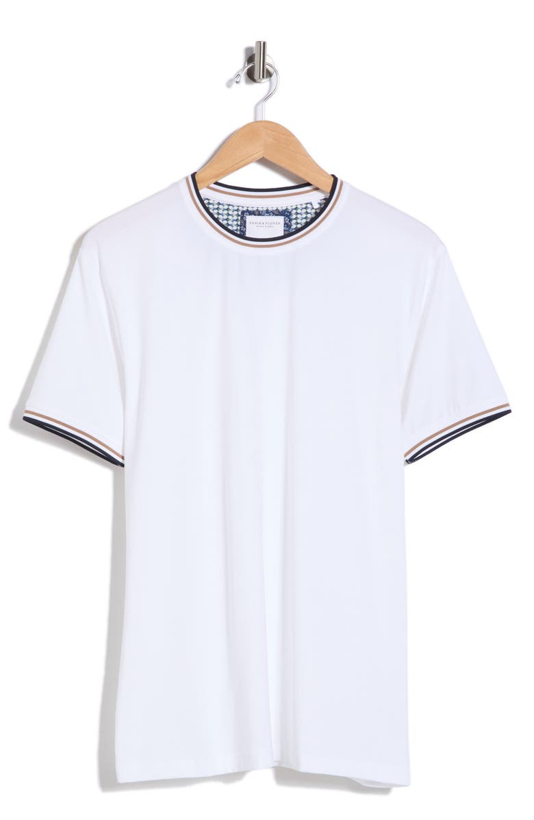 DENIM AND FLOWER Tipped Knit T-Shirt, Main, color, White