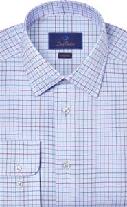 David Donahue Regular Fit Check Cotton Dobby Dress Shirt