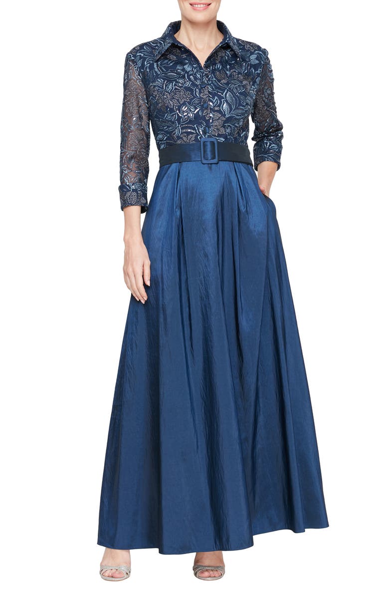 Alex Evenings Embroidered A-Line Ballgown, Main, color, 