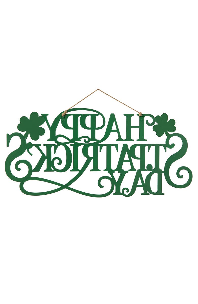 Glitzhome Metal HAPPY St. Patrick's Day Wall Decor, Alternate, color, Green