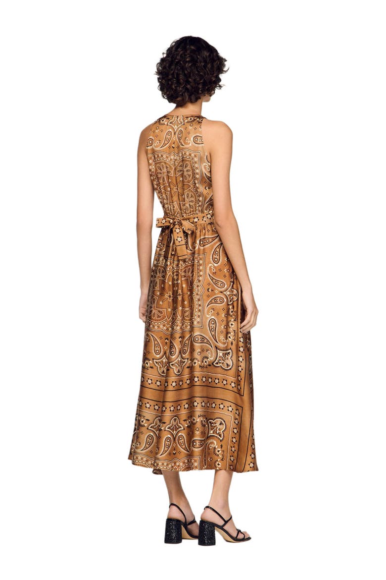 Bandana-print maxi dress, Alternate, color, Brown / black