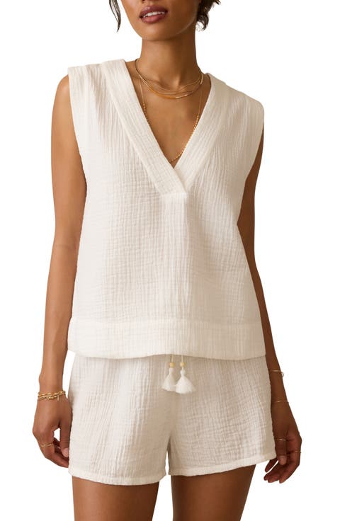 Dune Sleeveless Organic Cotton Gauze Popover Top