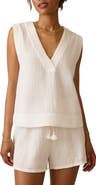 Faherty Dune Sleeveless Organic Cotton Gauze Popover Top