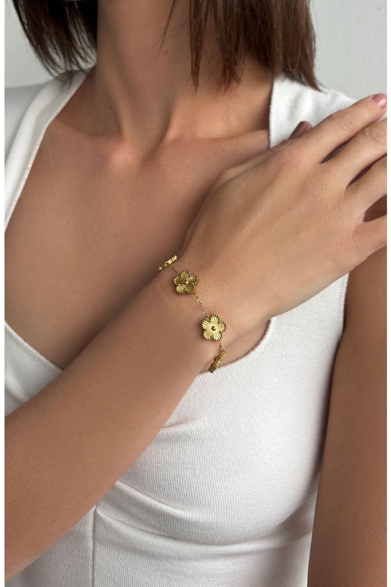 Clover Station Bracelet, Alternate, color, GOLD
