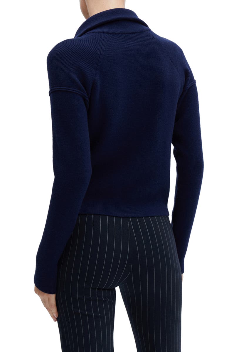 MANGO Stripe Front Zip Sweater, Alternate, color, 