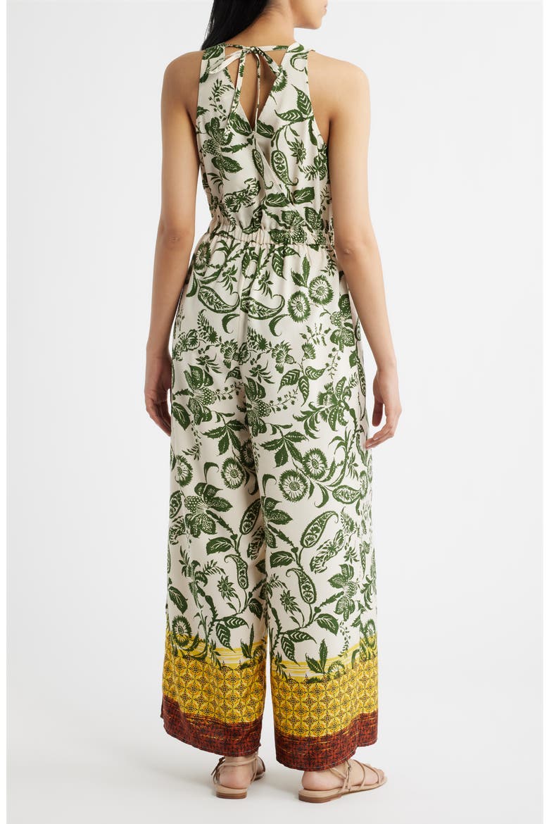 Floral Print Sleeveless Wide Leg Jumpsuit, Alternate, color, RUST MULTI