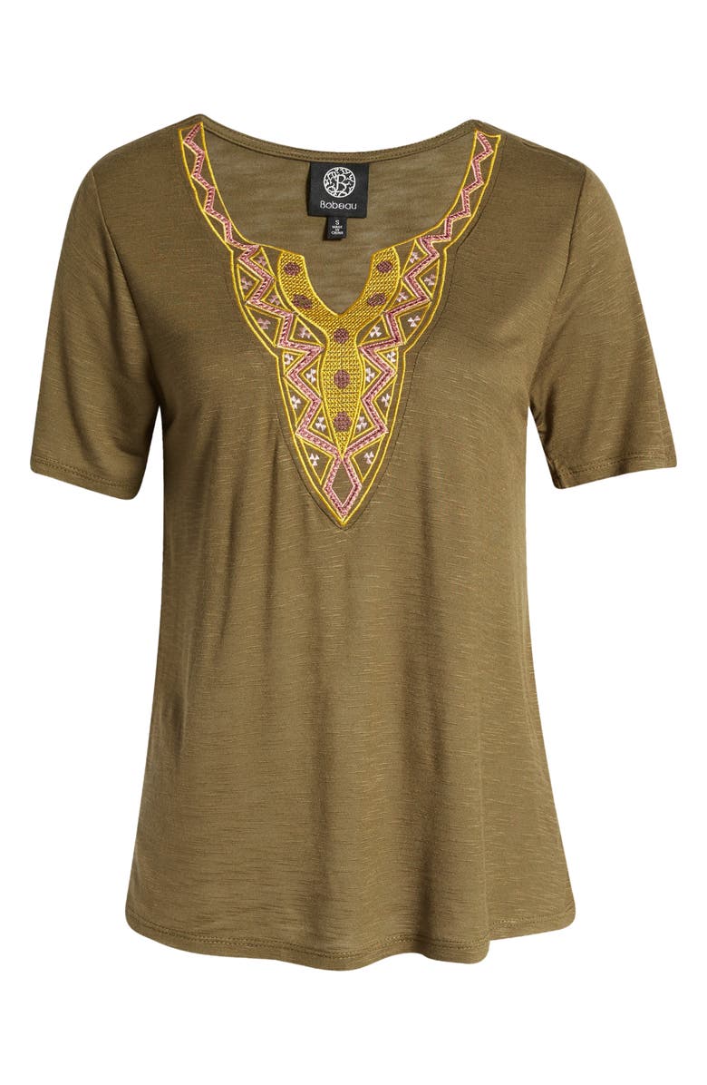 Bobeau Embroidered Neck T-Shirt, Alternate, color,