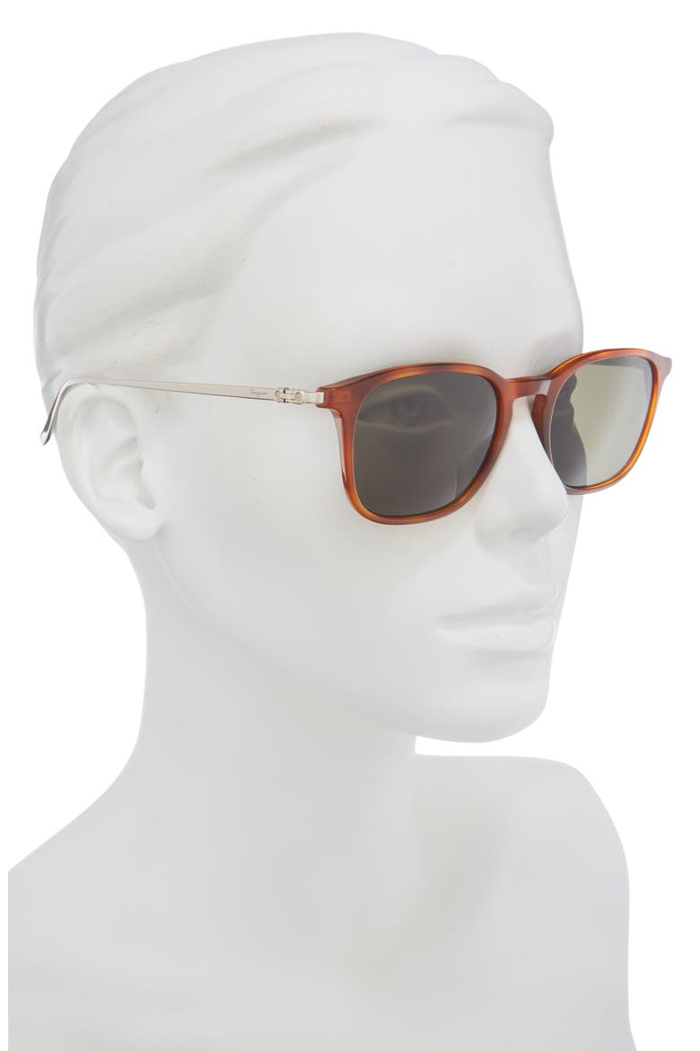 Salvatore Ferragamo Classic Logo 53mm Gradient Rectangle Sunglasses, Alternate, color, TORTOISE