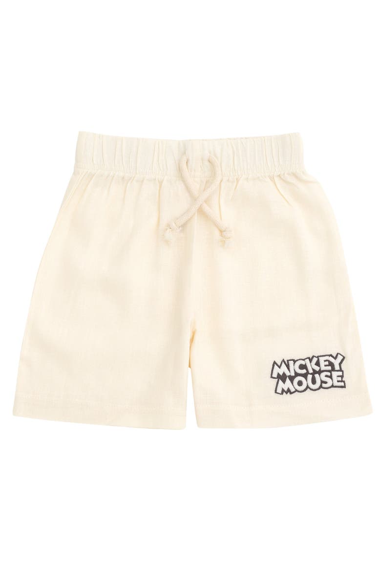 Mickey Mouse & Friends Button-Down T-Shirt & Shorts Set, Alternate, color, Beige